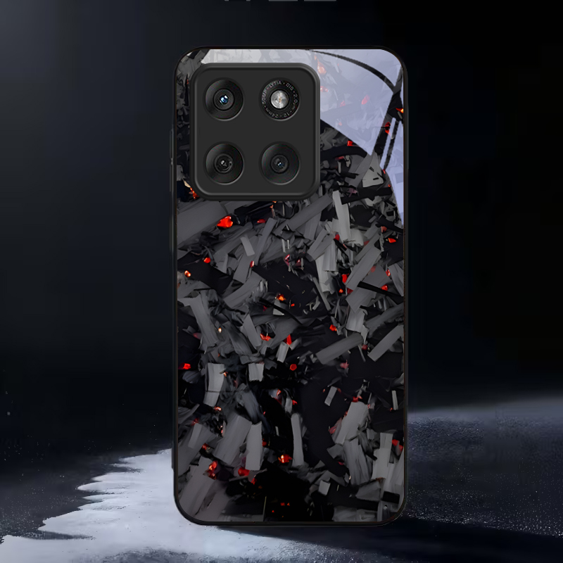 Phone Cases Motorola - Dark Fragmented Embers Black Glass Phone