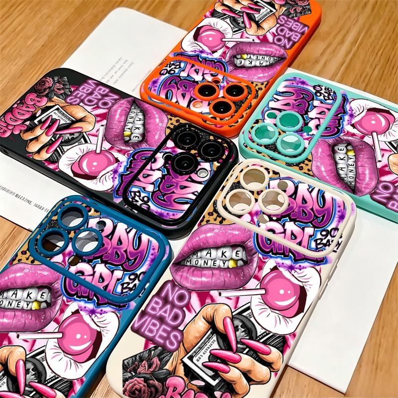 Hip Hop Pink Lips Baby Girl Gr - Phone Cases Store ulasan dan harga