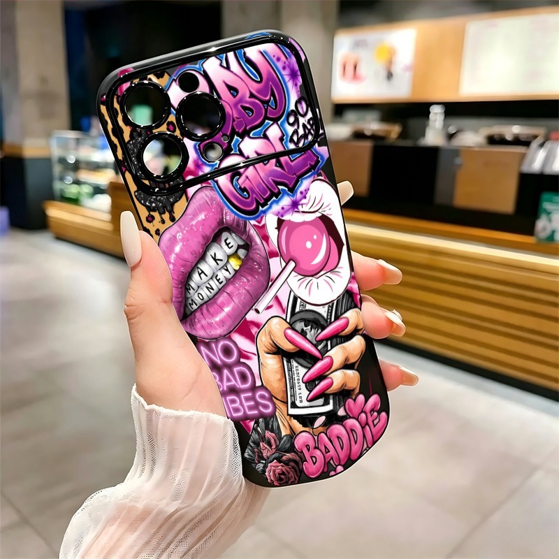 Hip Hop Pink Lips Baby Girl Gr - Phone Cases Store ulasan dan harga