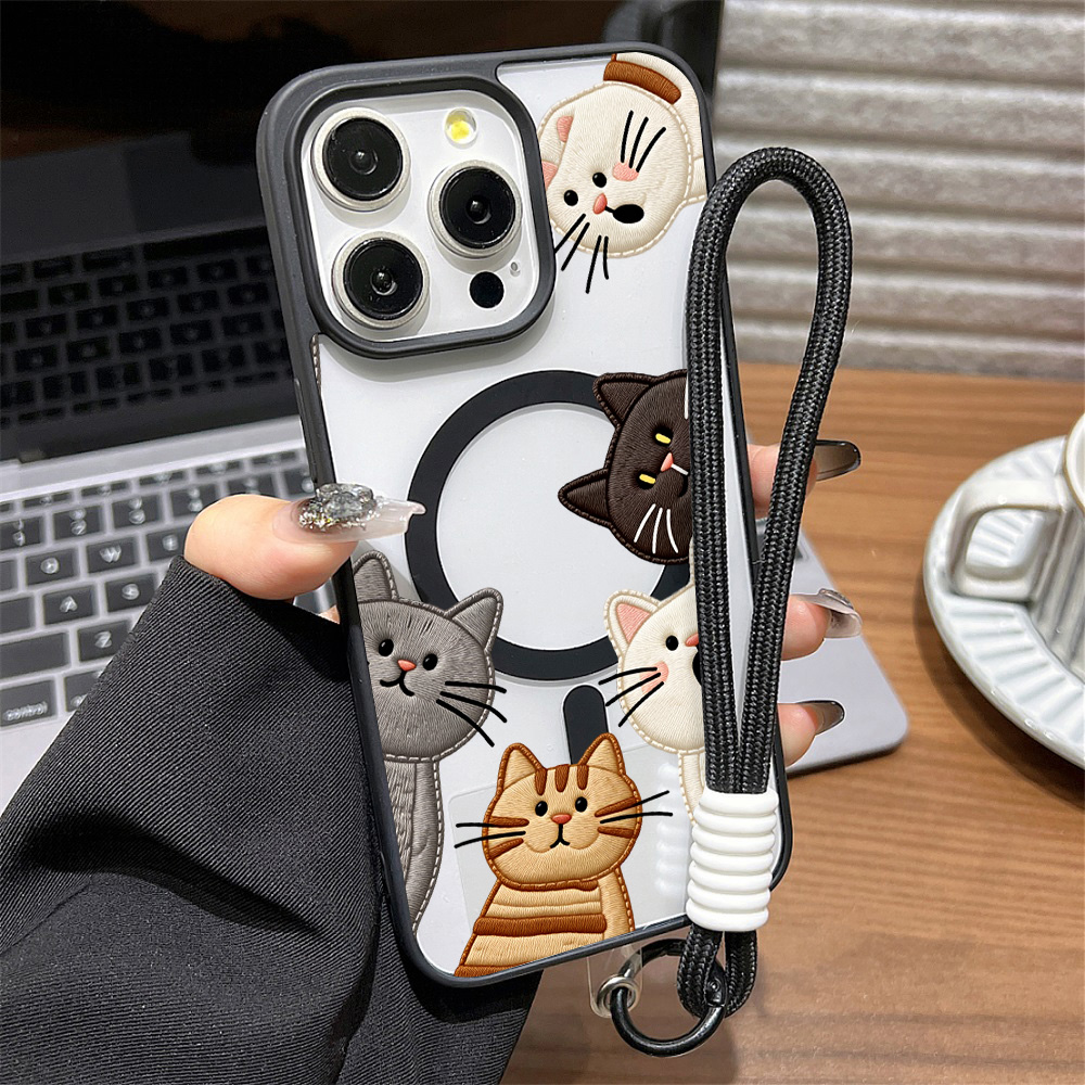 Cute Faux Embroidery Cat Phone - Phone Cases Store ulasan dan harga