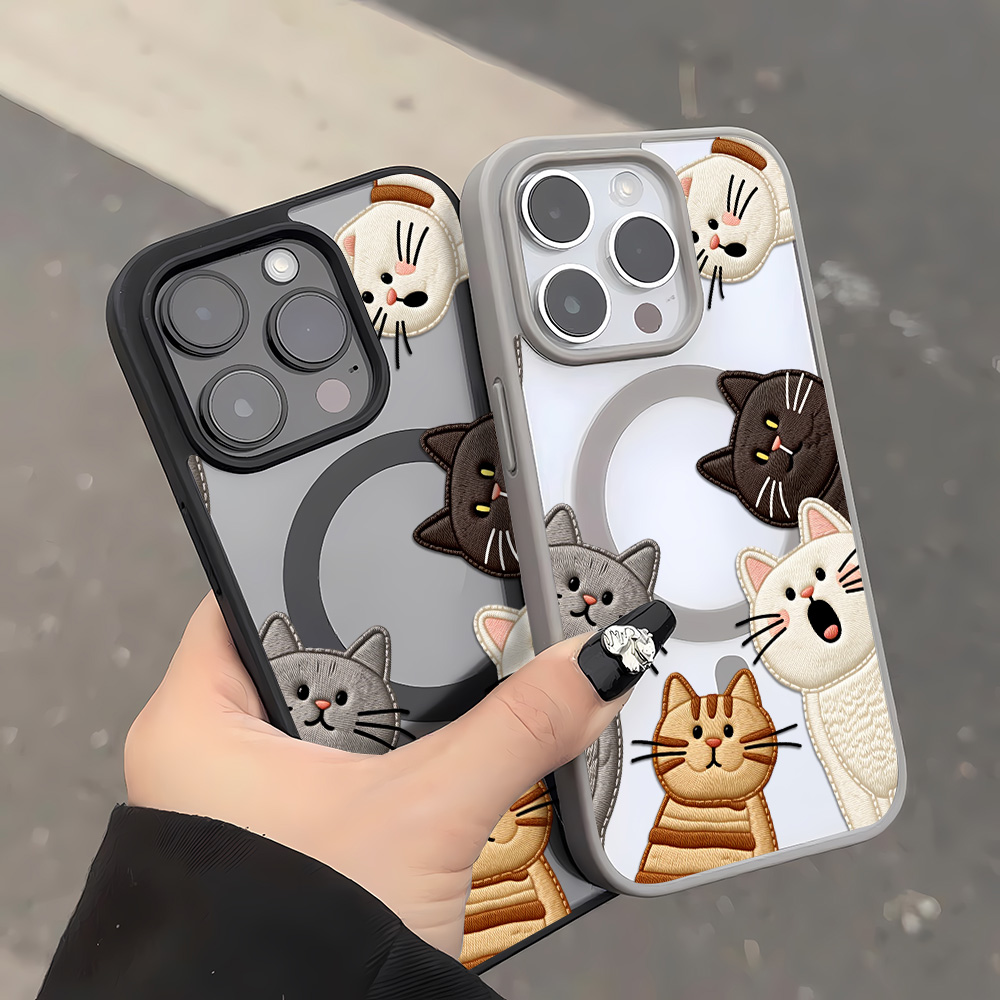 Cute Faux Embroidery Cat Phone - Phone Cases Store ulasan dan harga