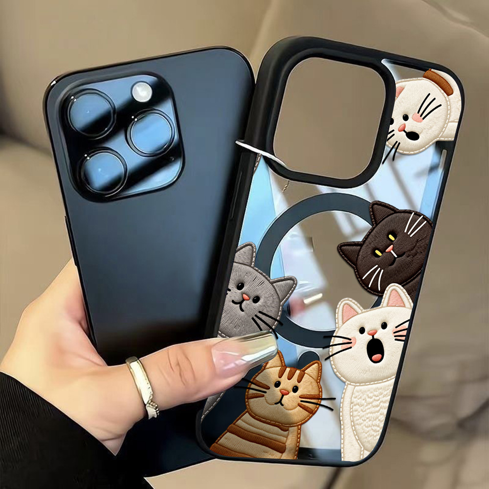 Cute Faux Embroidery Cat Phone - Phone Cases Store ulasan dan harga